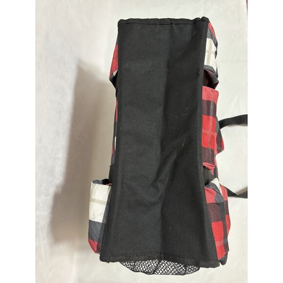 Thirty One Organizing Utility Tote 15 x 11 x 6 Pockets Red Black Holiday Plaid - Picture 4 of 4